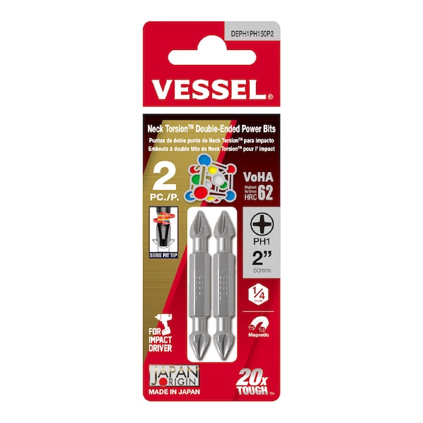 Vessel NECK TORSION Dbl-Ended Power Bit PH, PK2 - DEPH1PH150P2