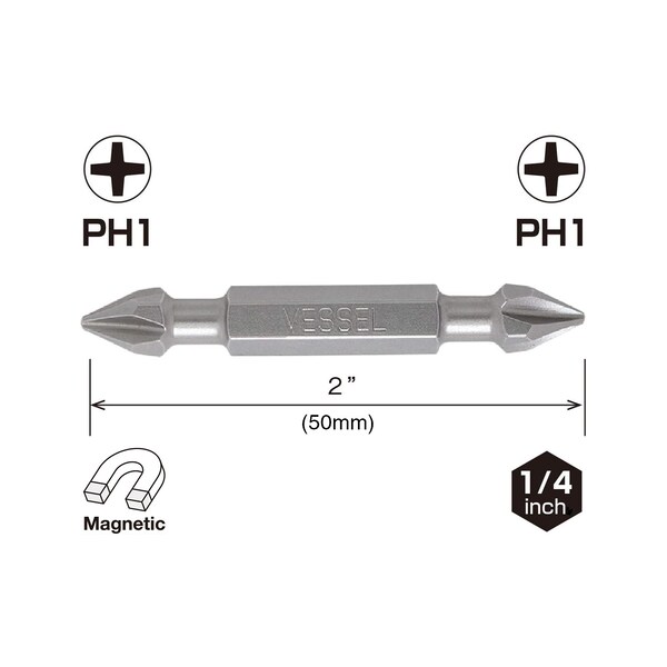 Vessel NECK TORSION Dbl-Ended Power Bit PH, PK2 - DEPH1PH150P2