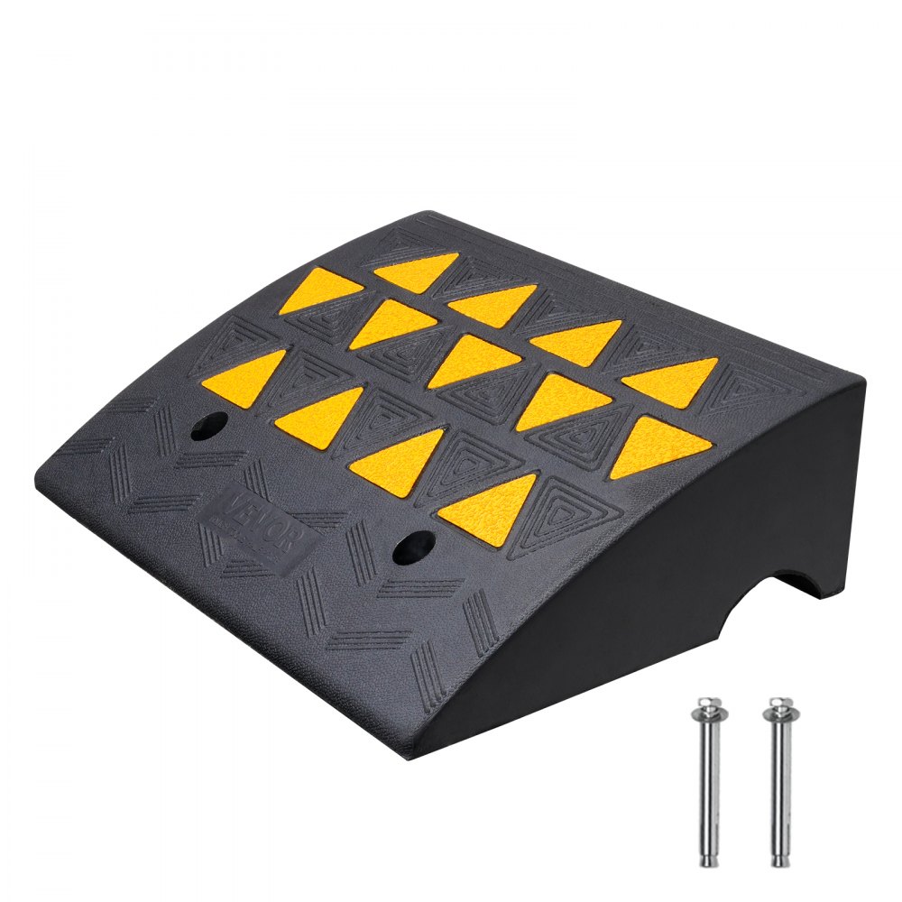 VEVOR Rubber Curb Ramp 6" Rise Height Sidewalk Curb Ramp, 14.6" Width 19.3" Length Driveway Ramp for Curb, 15T Heavy Duty Rubber Ramp for Forklifts, Trucks, Buses, Cars, Wheelchairs, Bikes - SJDLYPDGB1197GOBVV0