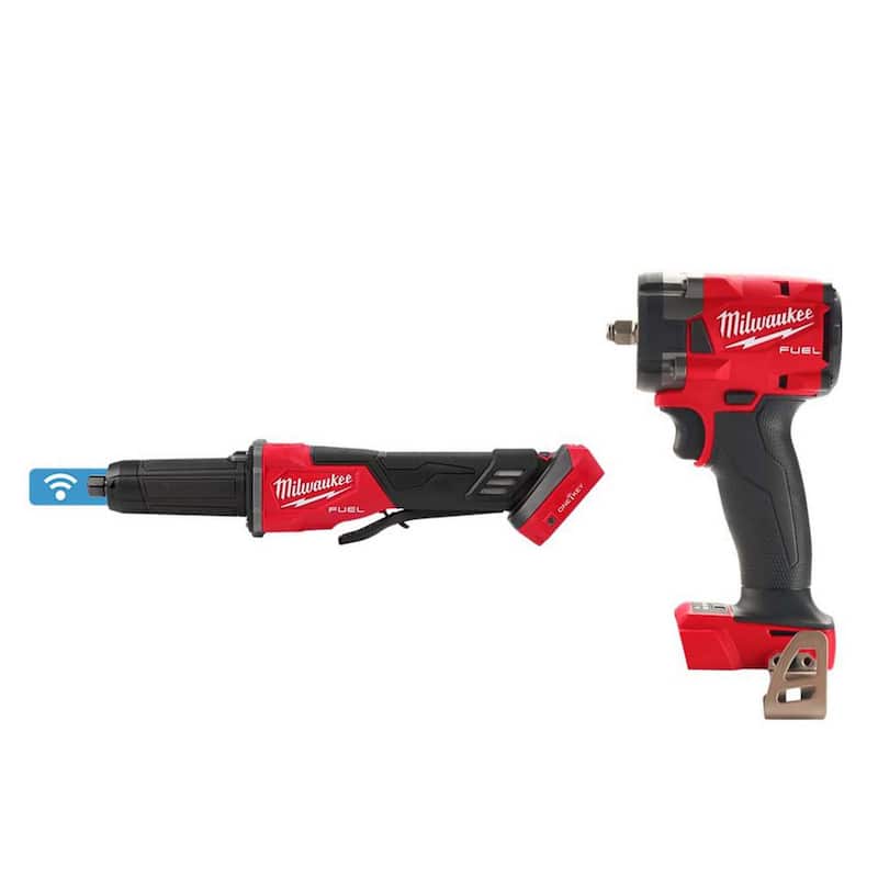 Molinillo de matriz de velocidad variable sin escobillas Milwaukee M18 FUEL de 18 voltios con interruptor tipo paleta y llave de impacto de 3/8 pulgadas - 2984-20-2854-20