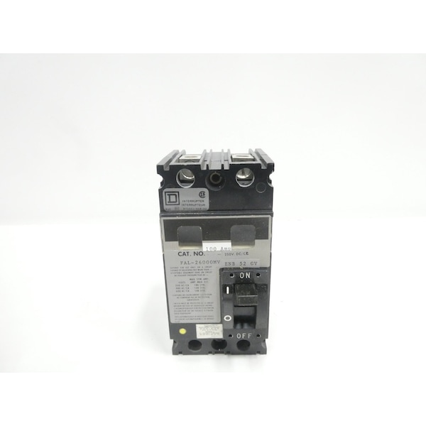 Square D Molded Case Circuit Breaker, FAL Series, 100A, 2 Pole, 600V AC - FAL26000MV