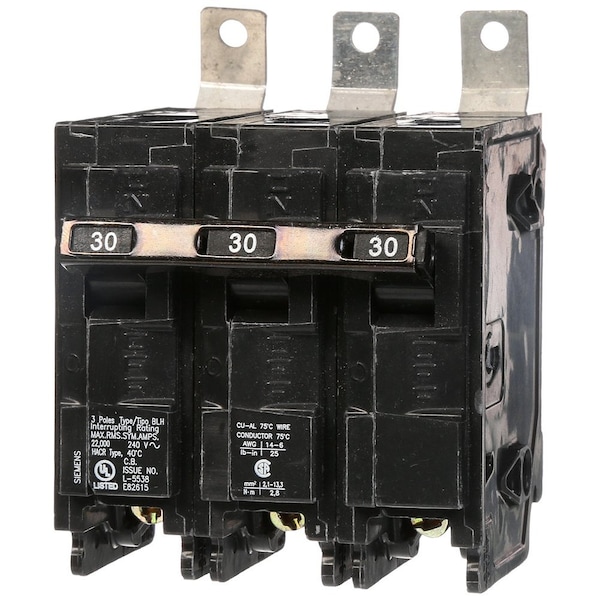 Siemens Miniature Circuit Breaker, BL Series, 30A, 3 Pole, 240V AC, 22kA at 240V AC - B330H