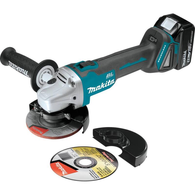 Kit de esmeriladora angular inalámbrica sin escobillas Makita 18V 5.0Ah LXT de ion de litio de 4-1/2/5 pulgadas - XAG04T