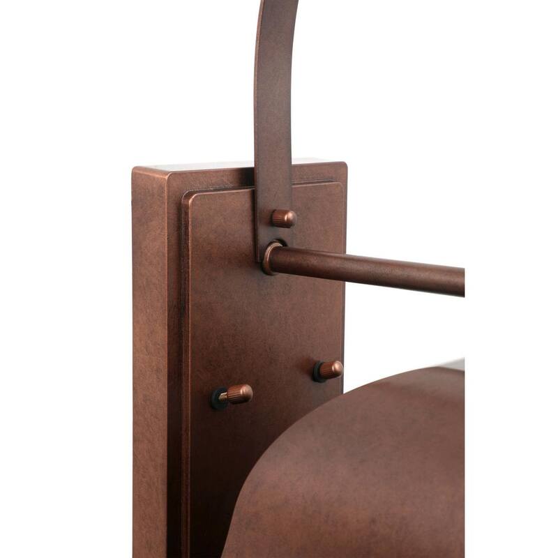 Linterna de pared exterior con cableado duro y acabado en cobre envejecido Hampton Bay Warwick de 28 pulgadas con vidrio con semillas - LDN1603AX-01/CP