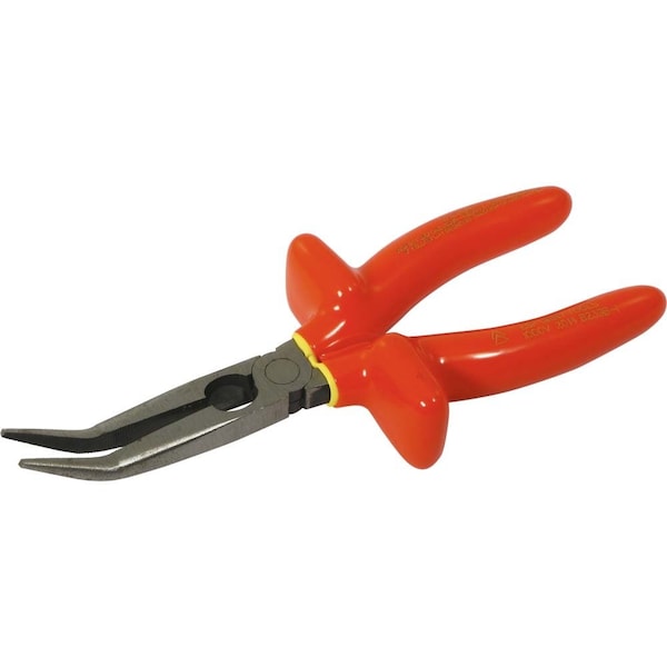 Gray Tools Needle Nose Pliers, 45° Curve W/ Cutter, 7-7/8" Long, 2-3/4" Jaw, 1000V - B239B-I