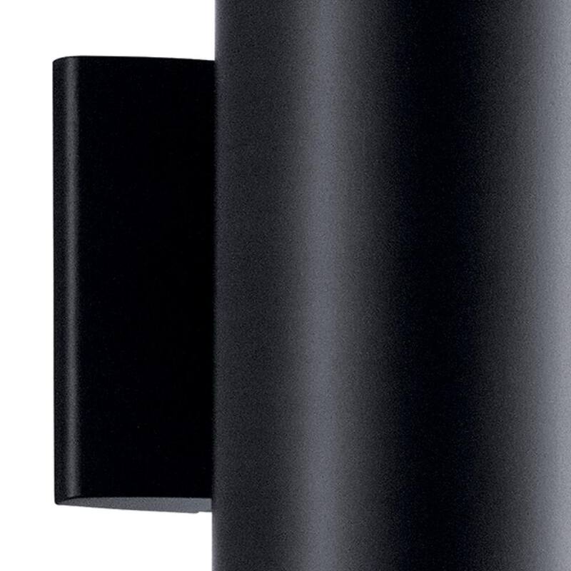 KICHLER Independencia 12 pulgadas 2-Luz Negro Exterior Luz de Pared Cilíndrica Cableada con No Incluye Focos (Paquete de 1) - 9244BK