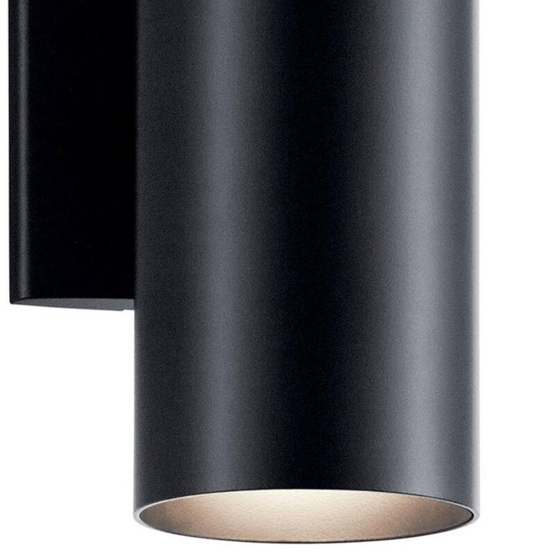 KICHLER Independencia 12 pulgadas 2-Luz Negro Exterior Luz de Pared Cilíndrica Cableada con No Incluye Focos (Paquete de 1) - 9244BK