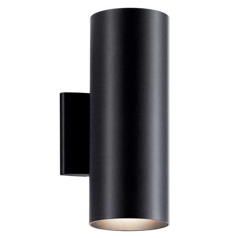 KICHLER Independencia 12 pulgadas 2-Luz Negro Exterior Luz de Pared Cilíndrica Cableada con No Incluye Focos (Paquete de 1) - 9244BK