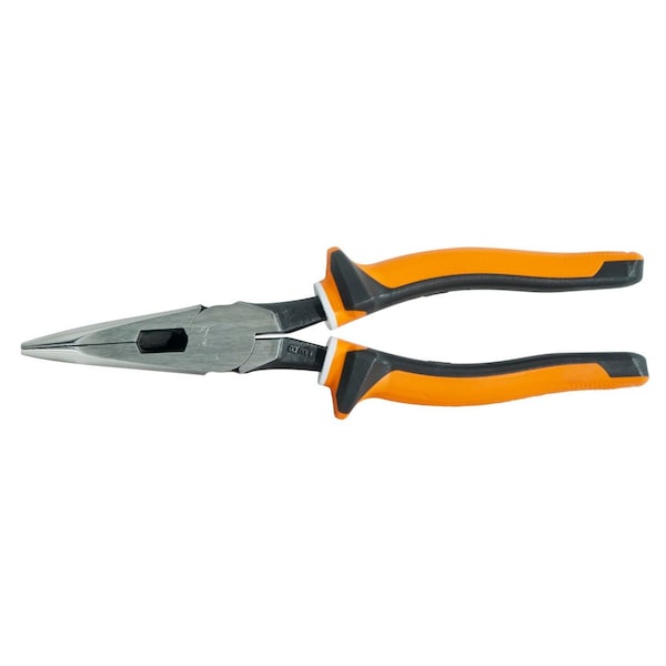 Klein Tools 8 49/64 in Long Nose Plier, Side Cutter Ergonomic Handle - 203-8-EINS
