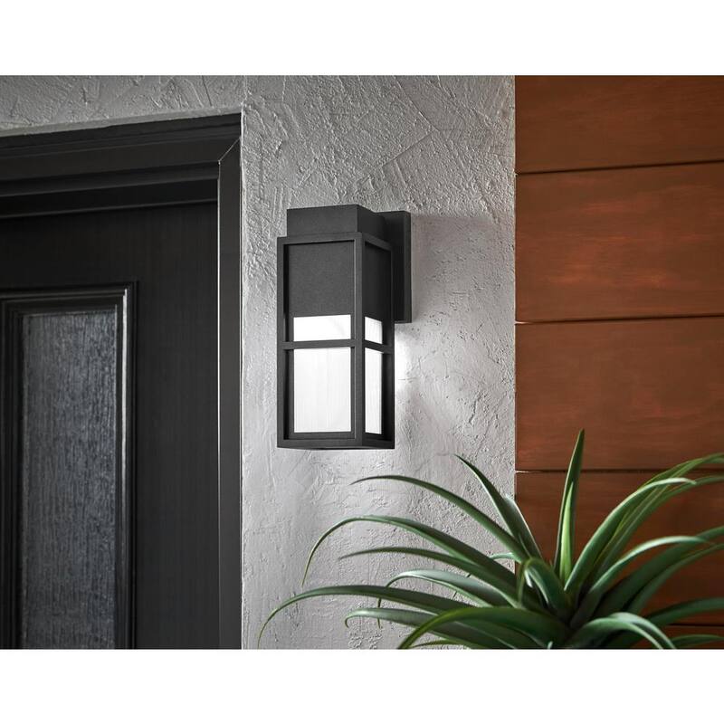 Colección de Decoradores para el Hogar Melrose 10.25 pulgadas 1-Luz Linterna de Montaje en Pared para Exteriores LED Negro Arena - 23759