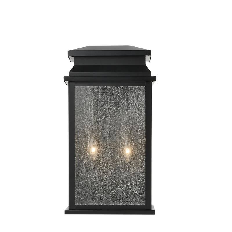 Colección de Decoradores para el Hogar Sirrine Luminaria de Pared Exterior Negra de 2 Luces con Cristal Sembrado Claro - KB27704