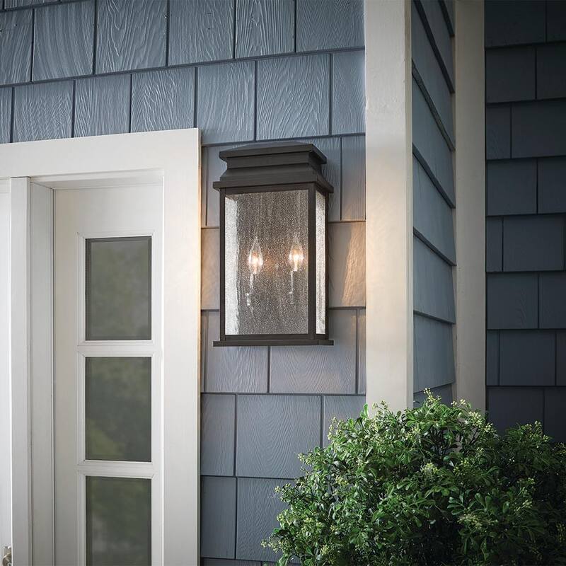 Colección de Decoradores para el Hogar Sirrine Luminaria de Pared Exterior Negra de 2 Luces con Cristal Sembrado Claro - KB27704