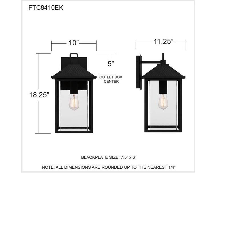 Luminaria de pared exterior Quoizel Fletcher de 1 luz en color negro tierra - FTC8410EK