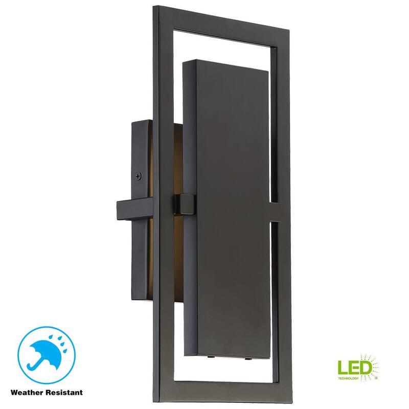 Colección de Decoradores para el Hogar Railford 14.5 pulgadas 1-Luz Linterna de Pared Sencilla Integrada LED para Exterior en Bronce Frotado con Aceite y Lente Grabada - 23741