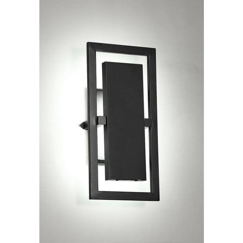 Colección de Decoradores para el Hogar Railford 14.5 pulgadas 1-Luz Linterna de Pared Sencilla Integrada LED para Exterior en Bronce Frotado con Aceite y Lente Grabada - 23741