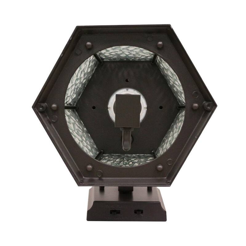 Colección de Decoradores para el Hogar Linterna de Pared Exterior con Sensor de Movimiento Integrado y Luz LED Bronce de 16.1 Pulgadas al Amanecer y al Anochecer con Bombilla Parpadeante - FL-381HD
