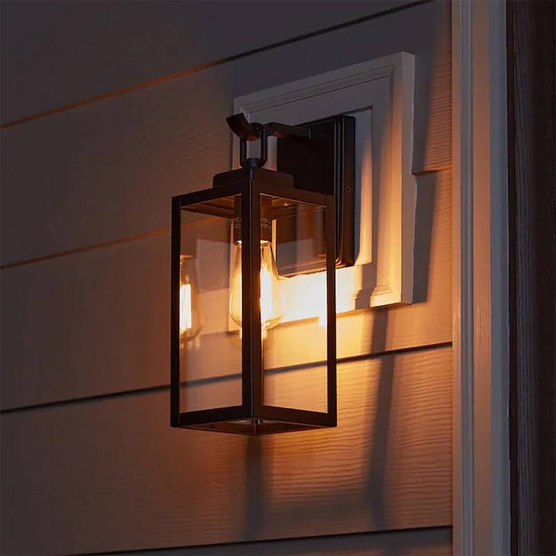 Luminaria de pared de exterior Uixe de 1 luz en negro mate moderno con cableado duro (paquete de 2) - SSL-12151-2PK.