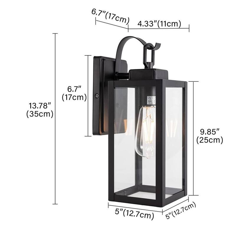 Luminaria de pared de exterior Uixe de 1 luz en negro mate moderno con cableado duro (paquete de 2) - SSL-12151-2PK.