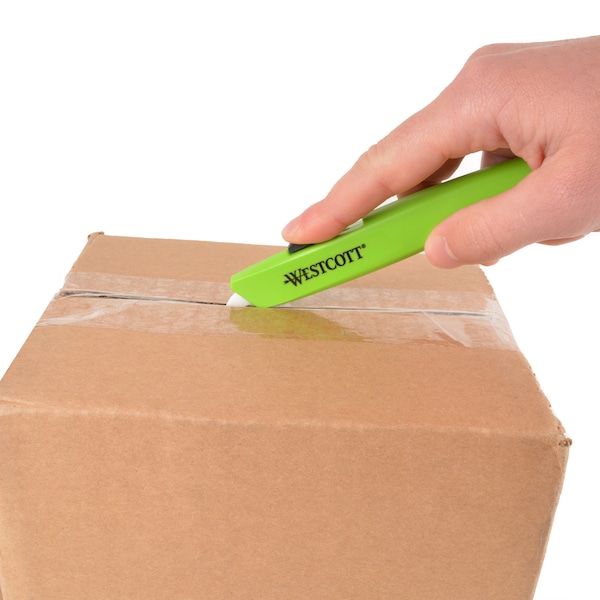 Westcott 6 in Auto-Retracting Box Opening Safety Knife, ABS, 100PK - 17326