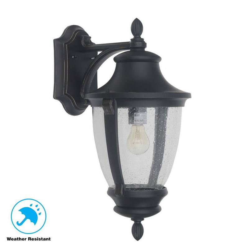 Colección de decoradores para el hogar Wilkerson 16.25 pulgadas 1-Light Linterna de pared exterior con cableado duro en negro con sin foco incluido - 23452