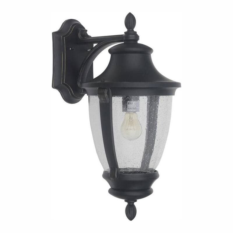 Colección de decoradores para el hogar Wilkerson 16.25 pulgadas 1-Light Linterna de pared exterior con cableado duro en negro con sin foco incluido - 23452