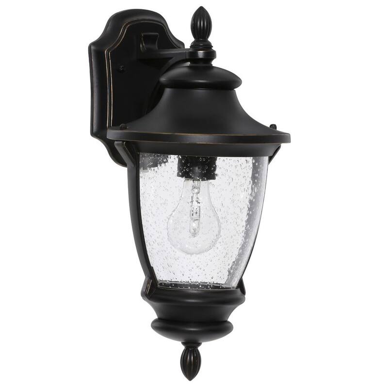 Colección de decoradores para el hogar Wilkerson 16.25 pulgadas 1-Light Linterna de pared exterior con cableado duro en negro con sin foco incluido - 23452