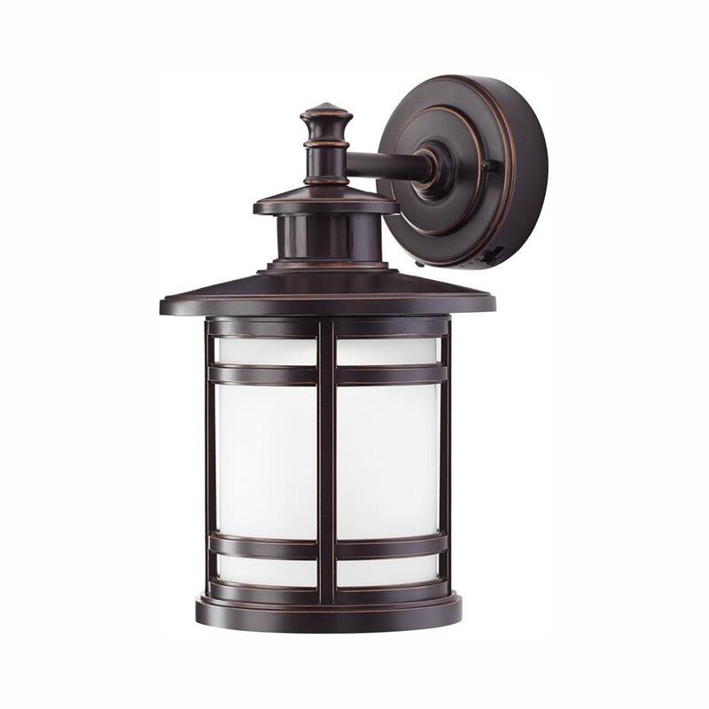 Colección de Decoradores del Hogar 13 pulgadas Linterna de Pared Exterior con Sensor de Movimiento LED Integrado en Bronce Frotado con Aceite - Conexión Dura - JAQ1691L-2