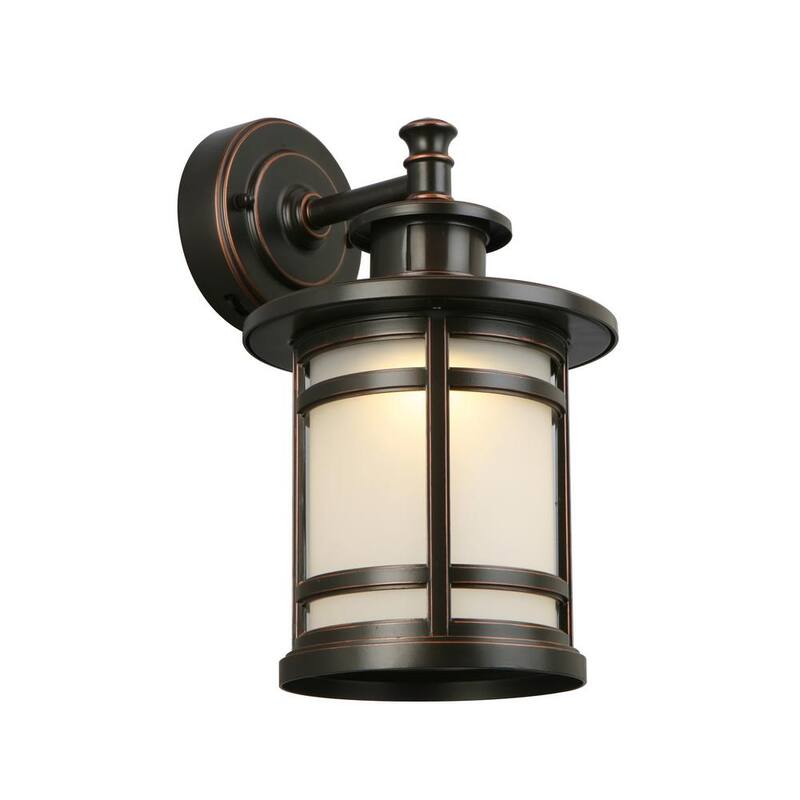 Colección de Decoradores del Hogar 13 pulgadas Linterna de Pared Exterior con Sensor de Movimiento LED Integrado en Bronce Frotado con Aceite - Conexión Dura - JAQ1691L-2