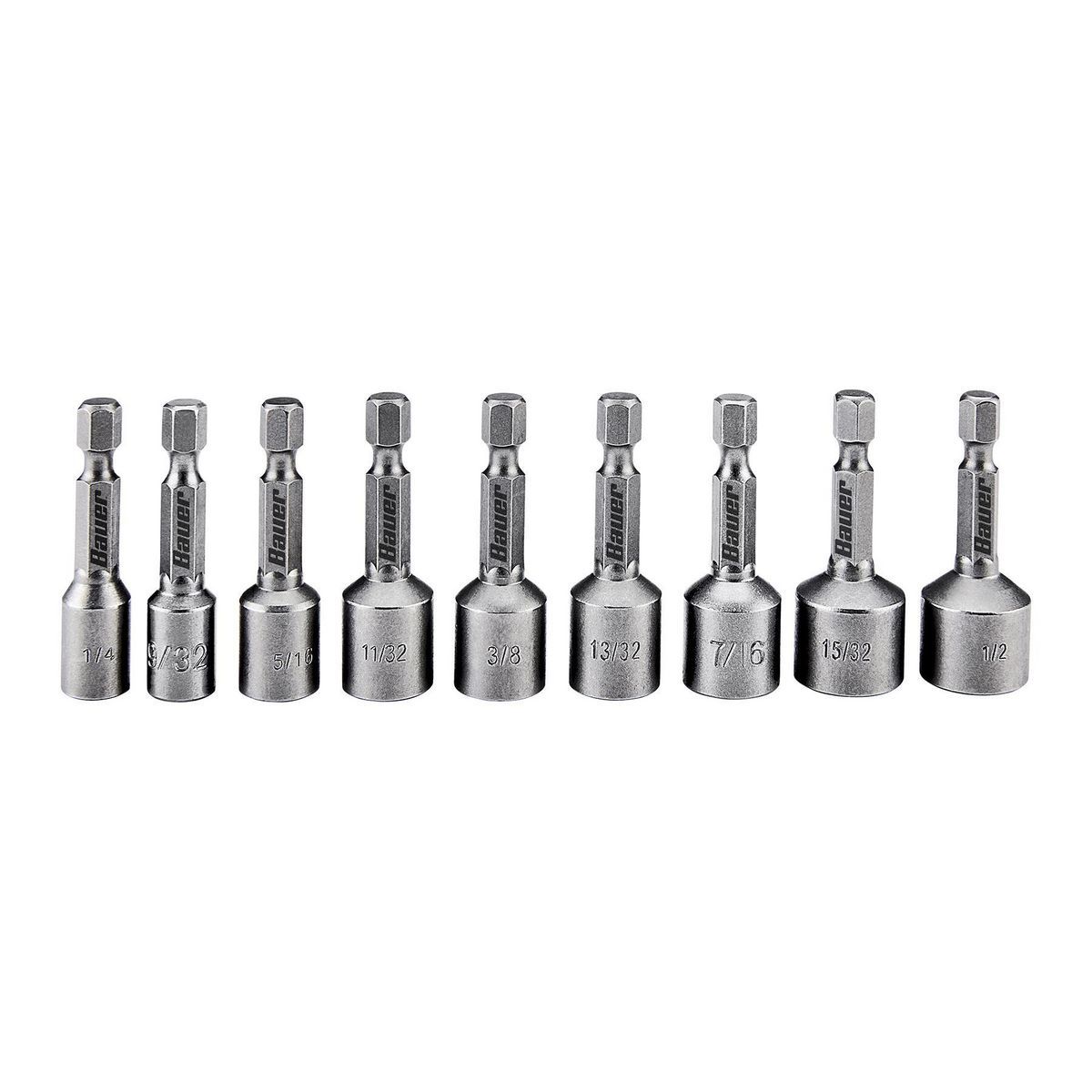 Juego de 9 piezas de magnetic SAE Nut Setter Set de Bauer de 1-3/4 pulgadas de impacto clasificado - 57739.