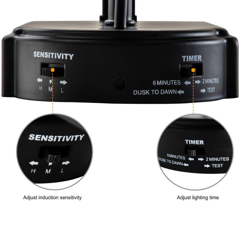 Lámpara de pared para exteriores con sensor de movimiento y luz tenue a amanecer, acabado mate en negro Cattleya con cableado duro, con sensibilidad y temporizador ajustables - HCA2331-W