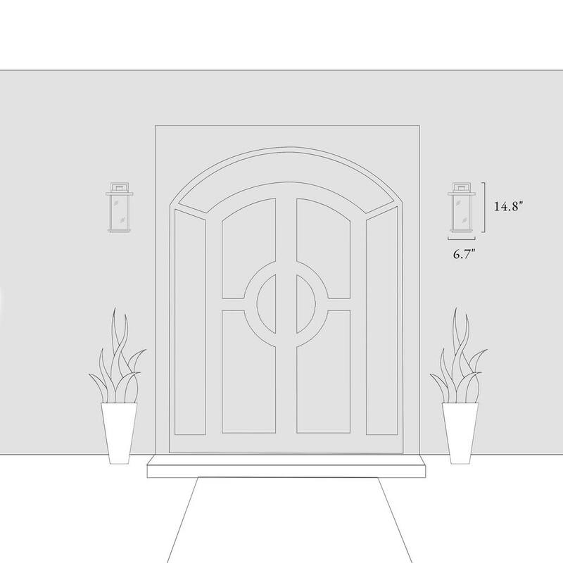 Luminaria de pared exterior moderna LNC de 1 luz en negro mate con pantalla de vidrio transparente para casa de alberca, luz de pared del frente - MJZF2EHD1156W68