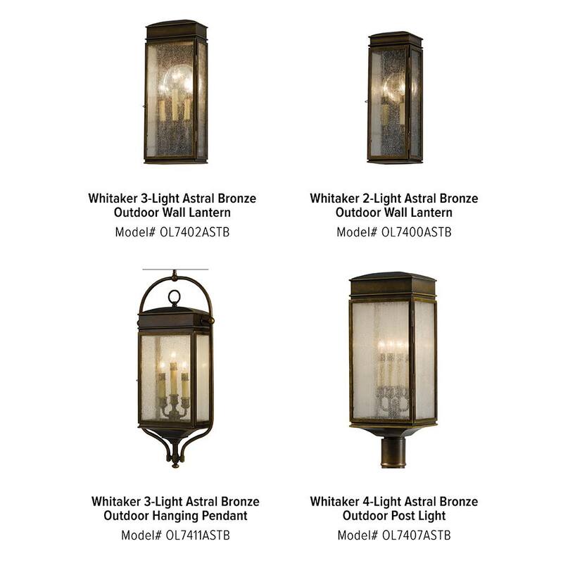 Iluminación de generación Whitaker Lámpara de pared de linterna de bronce astral de 2 luces para exteriores de 17.25 pulgadas - OL7400ASTB