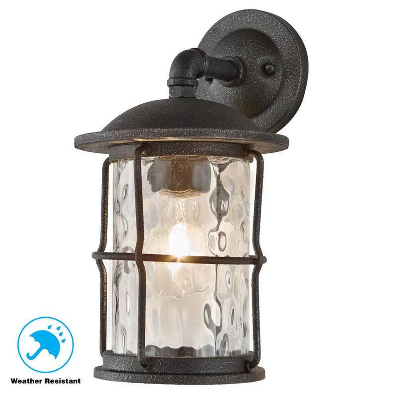Colección de decoradores para el hogar Hargreaves 13.5 in. 1-Light Gilded Iron Rustic Farmhouse Hardwired Outdoor Wall Light Lantern Sconce con vidrio con semillas - 7956HDCGIDI