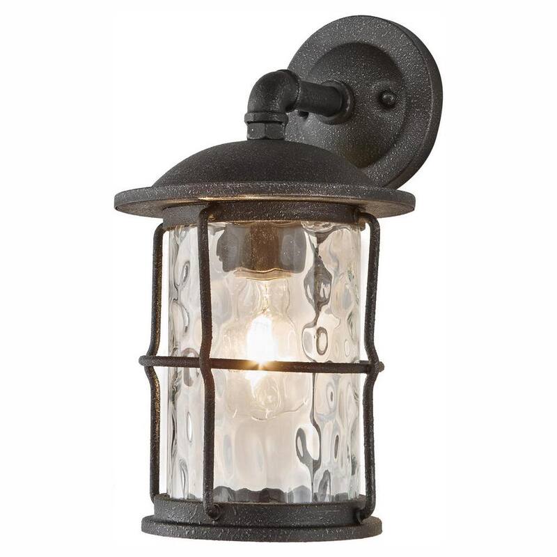 Colección de decoradores para el hogar Hargreaves 13.5 in. 1-Light Gilded Iron Rustic Farmhouse Hardwired Outdoor Wall Light Lantern Sconce con vidrio con semillas - 7956HDCGIDI