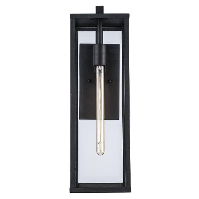 Lámpara de pared exterior moderna negra Bel Air Lighting Oxford de 22.5 pulgadas con una luz y cristal transparente - 40752 BK.