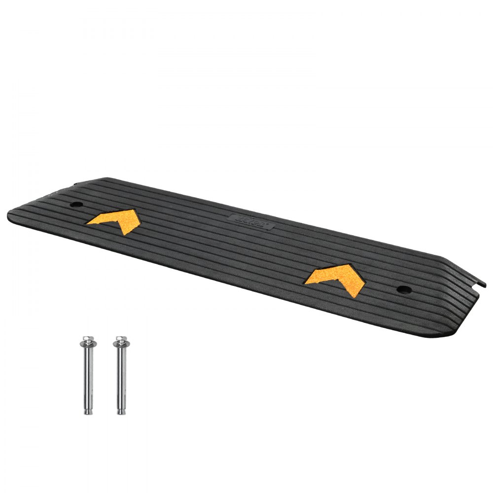 VEVOR Upgraded Rubber Threshold Ramp, 1" Rise Wheelchair Ramp Doorway, Natural Curb Ramp Rated 33069 lbs Load Capacity, Non-Slip Textured Surface Rubber Curb Ramp for Wheelchair and Scooter - XBLYPDGB1445XG06OV0