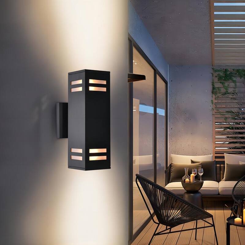 Lámpara de pared exterior negra mate a prueba de agua RRTYO 2-Light Wall Lantern para patio, patios y villa - 81010000032818