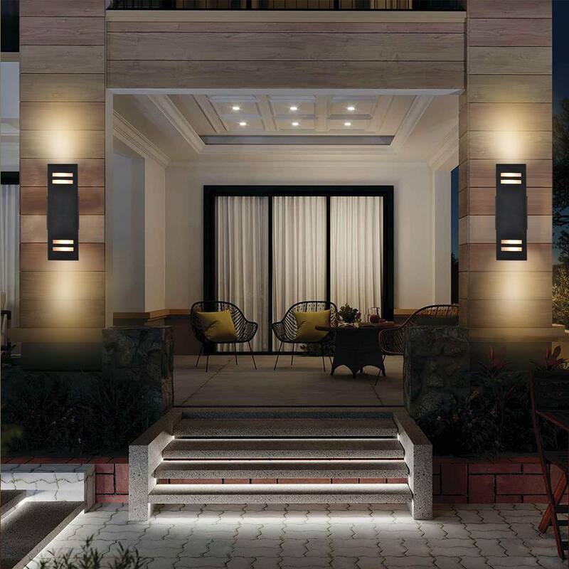 Lámpara de pared exterior negra mate a prueba de agua RRTYO 2-Light Wall Lantern para patio, patios y villa - 81010000032818