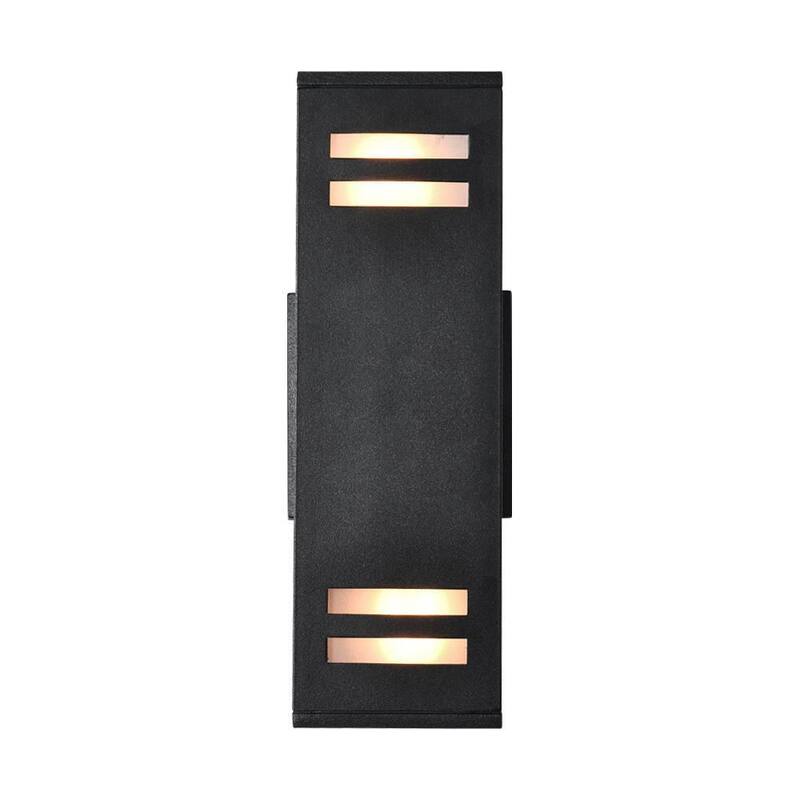 Lámpara de pared exterior negra mate a prueba de agua RRTYO 2-Light Wall Lantern para patio, patios y villa - 81010000032818