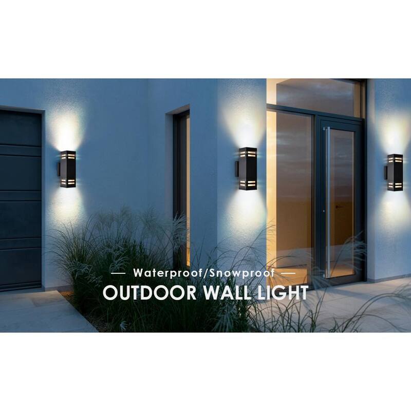 Lámpara de pared exterior negra mate a prueba de agua RRTYO 2-Light Wall Lantern para patio, patios y villa - 81010000032818