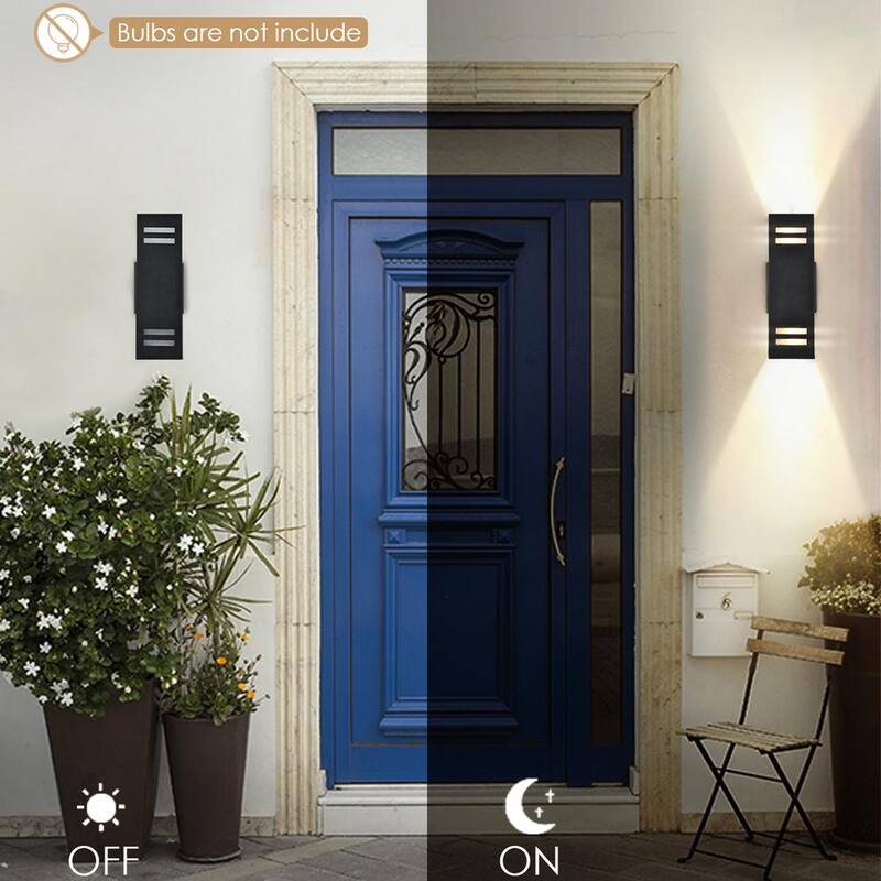 Lámpara de pared exterior negra mate a prueba de agua RRTYO 2-Light Wall Lantern para patio, patios y villa - 81010000032818