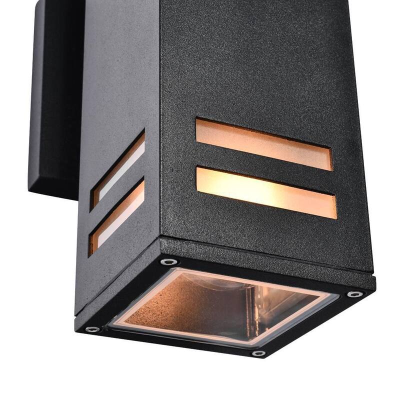 Lámpara de pared exterior negra mate a prueba de agua RRTYO 2-Light Wall Lantern para patio, patios y villa - 81010000032818