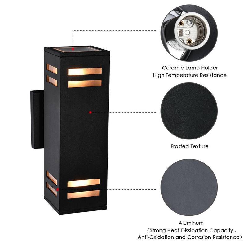 Lámpara de pared exterior negra mate a prueba de agua RRTYO 2-Light Wall Lantern para patio, patios y villa - 81010000032818