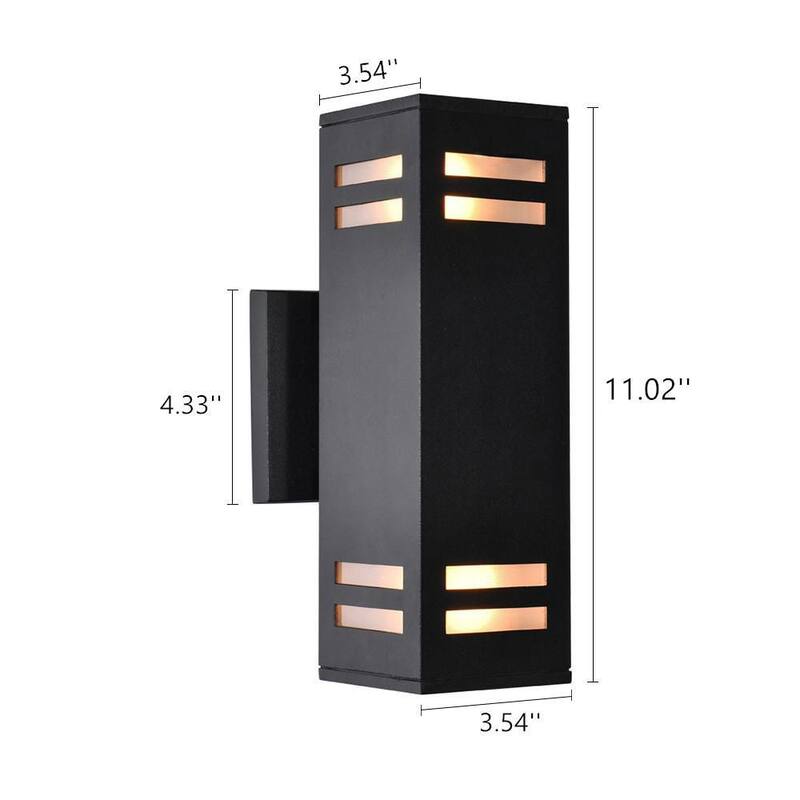 Lámpara de pared exterior negra mate a prueba de agua RRTYO 2-Light Wall Lantern para patio, patios y villa - 81010000032818