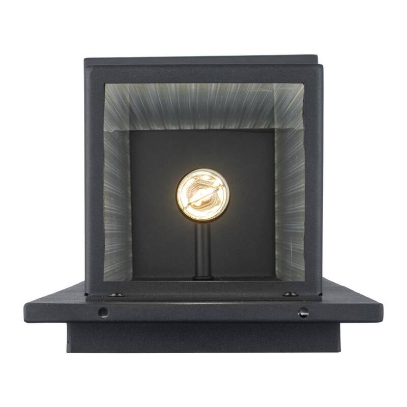 Colección de decoradores de hogar Jardine 20 pulgadas. 1 luz negra moderna para exterior con accesorio de luz de pared con vidrio acanalado transparente - RS2207026