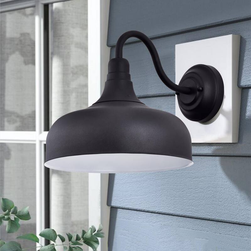 C Cattleya 1-Light Negro 12W LED Luz de Pared de Granero para Exterior - CA1954-W