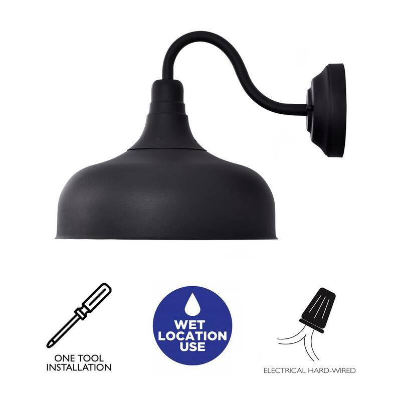C Cattleya 1-Light Negro 12W LED Luz de Pared de Granero para Exterior - CA1954-W