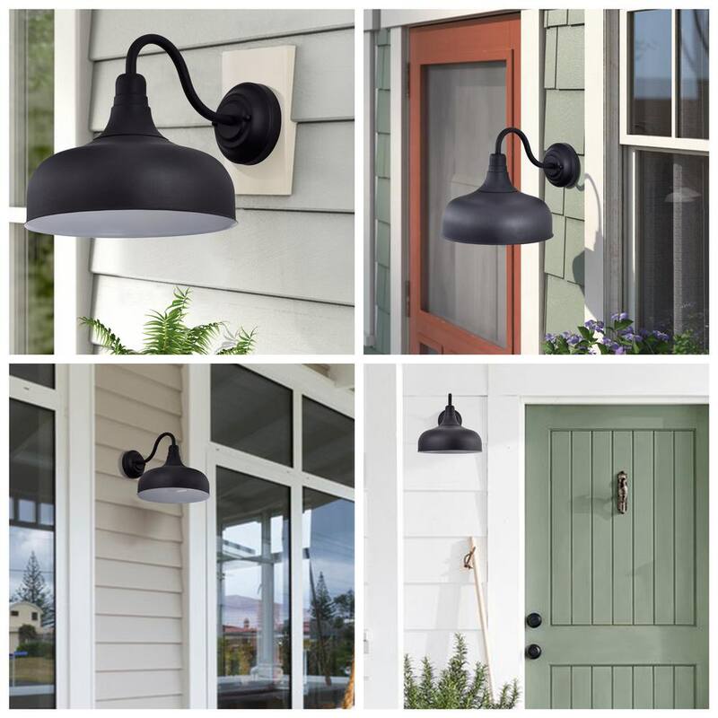 C Cattleya 1-Light Negro 12W LED Luz de Pared de Granero para Exterior - CA1954-W