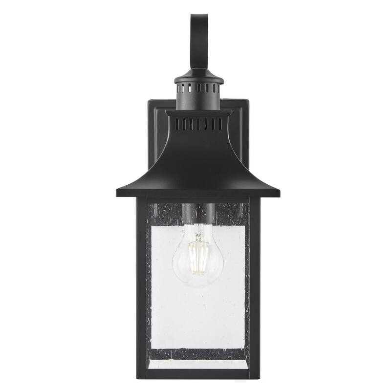 Hampton Bay Edgehill 16.25 pulgadas 1 Luz de Pared Exterior con Cableado Mate Negro Farol Linterna con Vidrio Transparente Sembrado - DSHD1604D