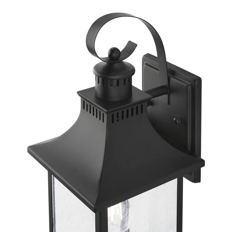 Hampton Bay Edgehill 16.25 pulgadas 1 Luz de Pared Exterior con Cableado Mate Negro Farol Linterna con Vidrio Transparente Sembrado - DSHD1604D